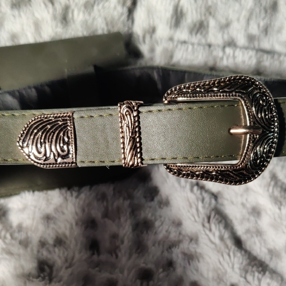 Olive Green Studded Belt Bag Waist Bag Gold Hardware - Picture 4 of 6